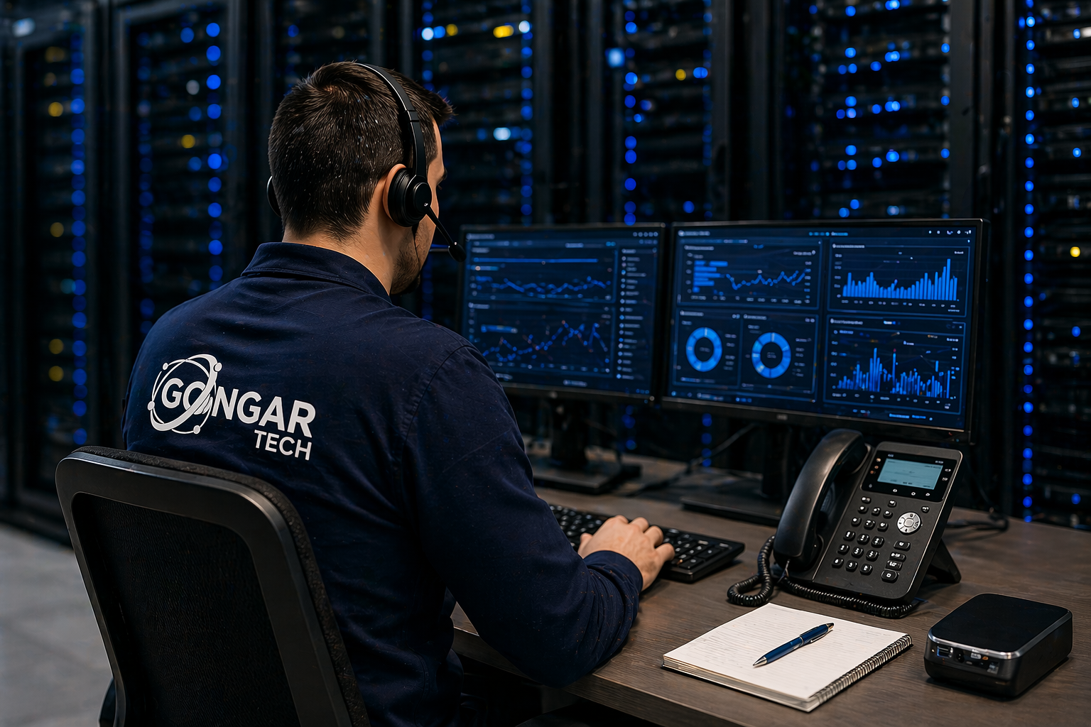 Equipo Gongar Tech trabajando en infraestructura